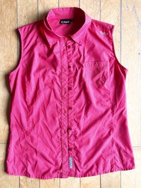 CMP Red Checkered Sleeveless Button‑Up Shirt Size Small